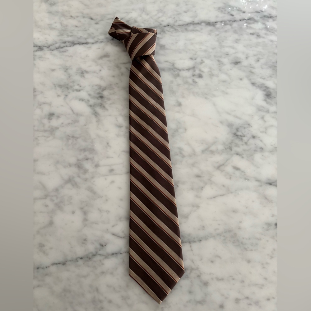 Vintage Lanvin Paris brown striped tonal tie 3” wide